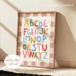 Educational Alphabet Chart Print in Custom Colours, Abc Print, Colourful Children's Bedroom Playroom Decor, Toddler Room Wall Art - thumbnail 1