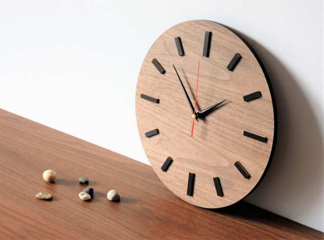 Walnut Veneer Wall Clock, Modern Scandinavian Style, 11.9 - image 1