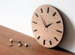 Walnut Veneer Wall Clock, Modern Scandinavian Style, 11.9