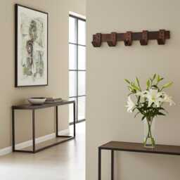 Handcrafted Walnut Coat Rack - Modern Wall Hook With Key - thumbnail 3