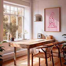 Pink Leopard Wall Art Poster, Cute Animal Print With Hearts, Modern Minimalist Decor, Unframed Pop Style Artwork For Kids Or Home - thumbnail 2