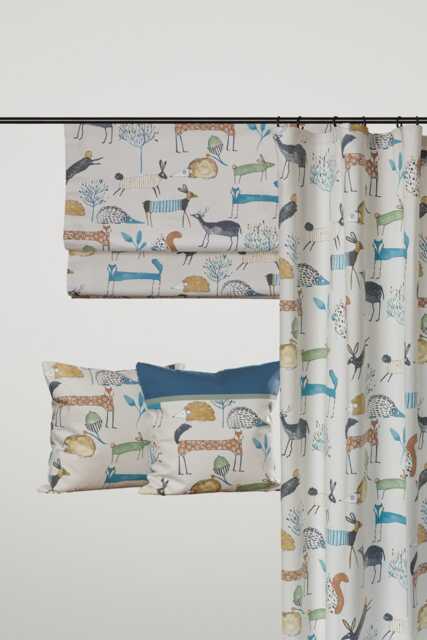 Curtain Tonja - Cotton Curtain With Forest Animal Motif, Handmade - image 1