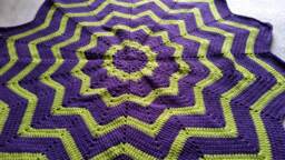 Crochet Baby Blanket, Barney Colors, Purple & Green Color Blanket, Unisex Blanket, Spider Web Blanket House Warming. Ready To Ship - thumbnail 1