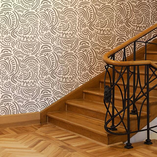 Large Ethnic Wall Stencil Elroy For Diy, Wallpaper Look & Easy Home Decor - image 1