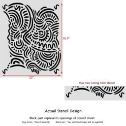 Large Ethnic Wall Stencil Elroy For Diy, Wallpaper Look & Easy Home Decor - thumbnail 2