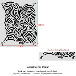 Large Ethnic Wall Stencil Elroy For Diy, Wallpaper Look & Easy Home Decor - thumbnail 3