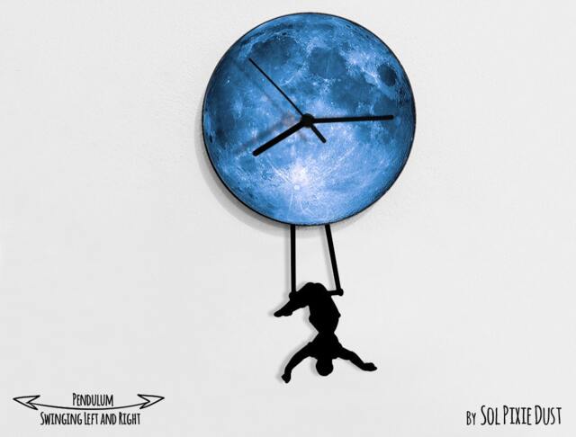 Circus Woman Swinging On The Moon - Wall Clock With Pendulum Clock Unique Decor Gift Idea - image 1