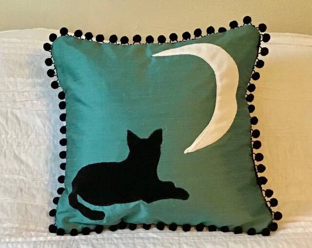 Cat & Moon Decorator Pillow Cover - image 1
