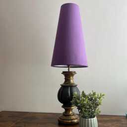 Purple Velvet Cone Lampshade, Extra Tall Lampshade Purple Velvet - thumbnail 3