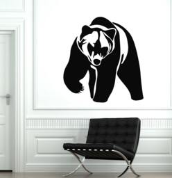 Wall Vinyl Decal Bear Grizzly Wild Animal Forest Cool Decor For Living Room 1700Dz - thumbnail 1
