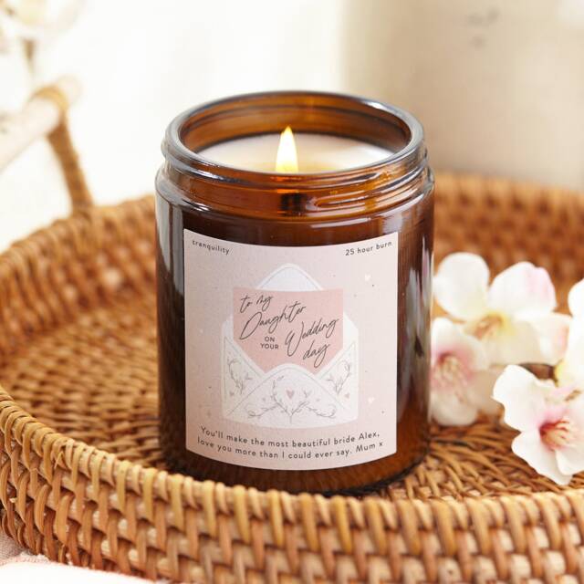 Personalised Daughter Wedding Day Candle Gift Scented Soy Wax Apothecary Jar - image 1