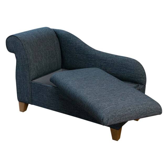 Denim Blue Storage Chaise Longue - British Handmade & Upholstered Bespoke Furniture Made To Order - image 1