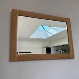 Handmade Solid Oak Mirror - Bevelled Wooden Wall Hanging - thumbnail 4