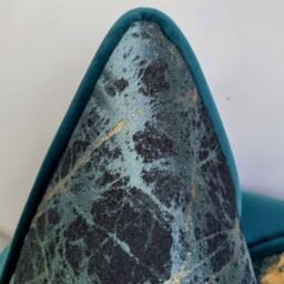 Luxury Piped Lava Teal Cushion Cover Gold Metallic Marble Design For New Home Designer Handmade Pillow/(Only Cover - thumbnail 2