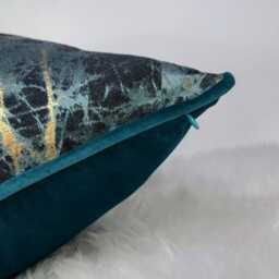 Luxury Piped Lava Teal Cushion Cover Gold Metallic Marble Design For New Home Designer Handmade Pillow/(Only Cover - thumbnail 4