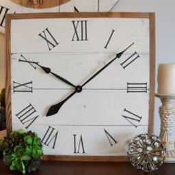 Square Barn Wood Wall Clock Rustic Kitchen Decor, 25 - thumbnail 4