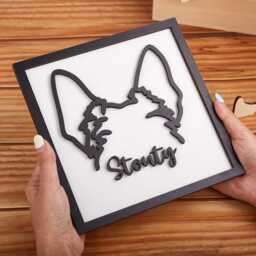 Custom Dog Ear Line Drawing - Ears Framed Art 3D Wood Sign Personalized Memorial Pet Frame - thumbnail 2