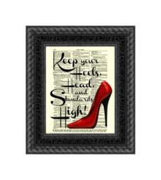 Red Stiletto Heel Art Print Inspirational Antique Dictionary Page - thumbnail 1