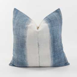 Vintage Indigo Hemp Pillow Cover, White Stripe Batik, Ethnic Tribal Cushion - 20x20 - thumbnail 1
