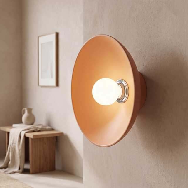 Modern Ceramic Round Wall Sconce, Warm Ambient Bedroom Lighting, Personalized Gifts - Wall Bowl - image 1