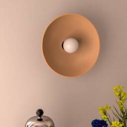 Modern Ceramic Round Wall Sconce, Warm Ambient Bedroom Lighting, Personalized Gifts - Wall Bowl - thumbnail 2