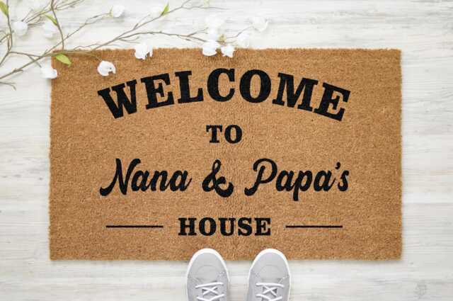 Welcome To Nana & Papa's House Doormat - Grandparents Gift Home Coir Door Mat Decor, Brush Gifts For Her Him Birthday Wedding Style D3 - image 1