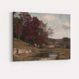 Rustic Countryside Pond With Autumn Trees Landscape Canvas Wall Art Print Decor Picture Ready To Hang - thumbnail 4