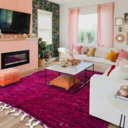 Solid Magenta Berber Area Carpet - Handmade Wool Rug- Living Room Rugs Pink Shag Moroccan Rug - thumbnail 3