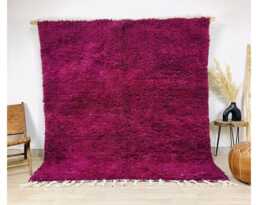 Solid Magenta Berber Area Carpet - Handmade Wool Rug- Living Room Rugs Pink Shag Moroccan Rug - thumbnail 1