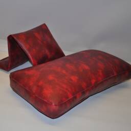 Two Tone Red Faux Leather Hanging Armchair Sofa Headrest Bolster Cushion With Inner Pad - thumbnail 3
