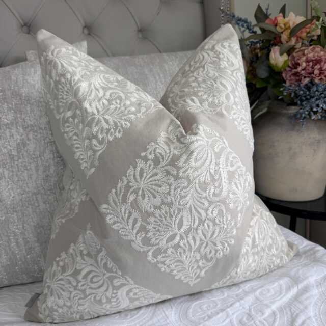 Luxury Embroidered Damask Cushion Cover 22 - image 1