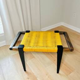 Hand-Woven Entryway Bench Mcm Style End Of Bed & Mudroom Seating - Ready T0 Ship - thumbnail 4