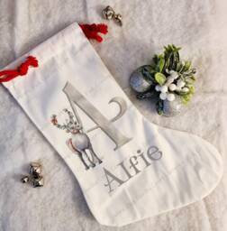 Christmas Stocking, Reindeer Child's Decoration, Personalised Gift