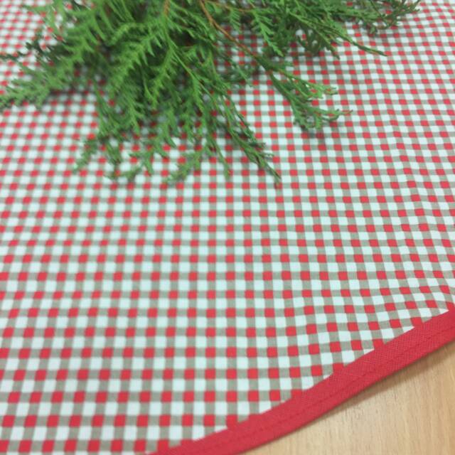Handmade Tartan Christmas Tree Skirt Red Gray Rustic Decor - image 1