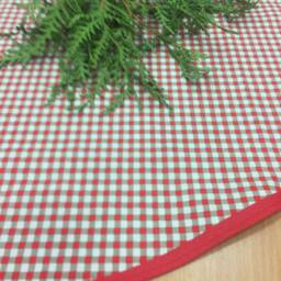 Handmade Tartan Christmas Tree Skirt Red Gray Rustic Decor