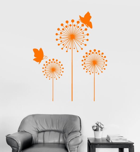 Wall Vinyl Decal Dandelion Flower Floral Butterfly Decor 2398Di - image 1