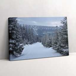 Czech Giant Mountains in Winter Canvas, Wall Art Picture, Gray Decoration, Nature Canvas - thumbnail 2