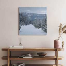 Czech Giant Mountains in Winter Canvas, Wall Art Picture, Gray Decoration, Nature Canvas - thumbnail 3