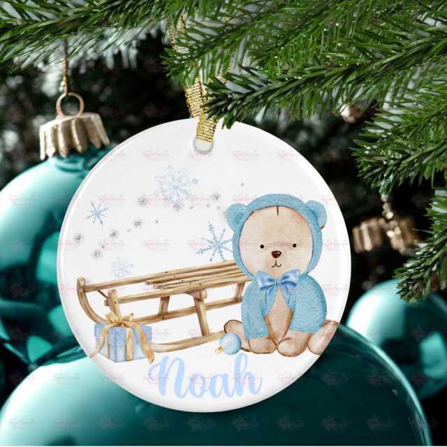 Personalised Kids Christmas Decoration - Grandson First Gift Custom Bauble Stocking Filler Eve Box - image 1