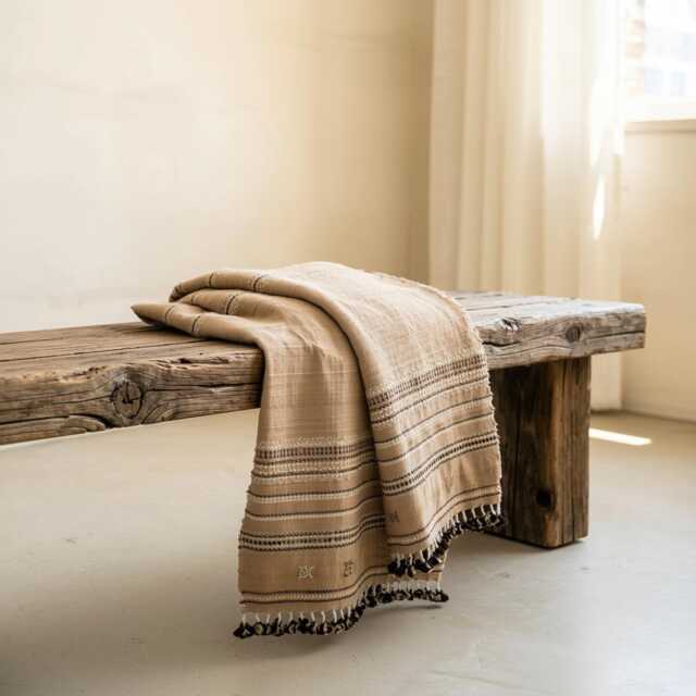 Rust Orange Indian Wool Throw Blanket, Handwoven Couch Coverlet With Warm Bedroom Accent - Sunstone - image 1