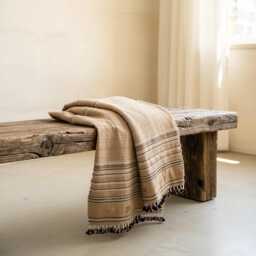 Rust Orange Indian Wool Throw Blanket, Handwoven Couch Coverlet With Warm Bedroom Accent - Sunstone - thumbnail 1