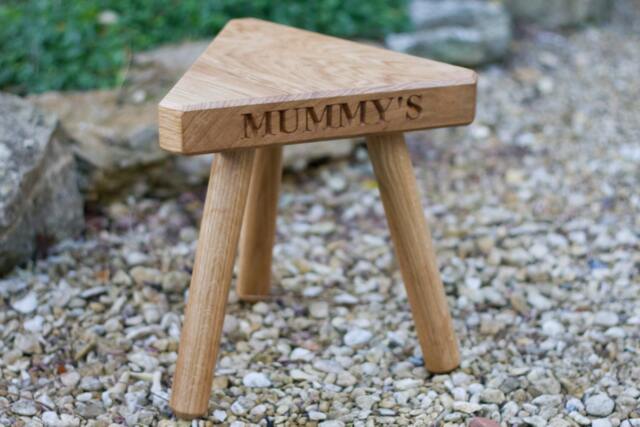 The Fine Wooden Articles Mummy's Solid Oak Personalised Engraved Milking Stool - image 1