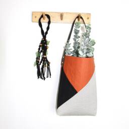 Wall Hanging Storage Basket/ Home Decor/Planter Witch Boho Quilted Cotton Housewarming Gift Quilt Pouch - thumbnail 3