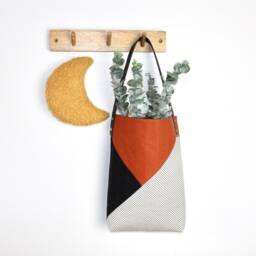 Wall Hanging Storage Basket/ Home Decor/Planter Witch Boho Quilted Cotton Housewarming Gift Quilt Pouch - thumbnail 2