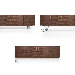 Veneer Walnut Long Tv Cabinet With 4 Doors Sideboard in Modern Mid-Century Style For Living Room Or Bedroom Livlo O-S08 - thumbnail 2
