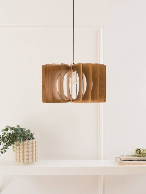 Wooden Ceiling Light, Pendant Lamp, Wood Chandelier, Handmade Kitchen Island, Mid Century Design, Living Room Nordic Style - image 1