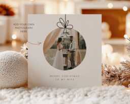 Personalised Photo Christmas Card, Festive Gift, Family Portrait Holiday Winter Merry Xmas, Husband Wife Friends - thumbnail 1
