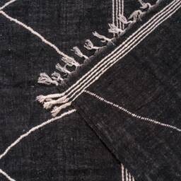 Handmade Black Zanafi Rug Moroccan Berber Kilim, 7x10 Ft Cotton Carpet - thumbnail 4