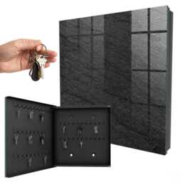 Gray Stone Wall Mounted Key Cabinet, Black Box For Home, Abstract Textures, People Who Value Minimalism - thumbnail 1