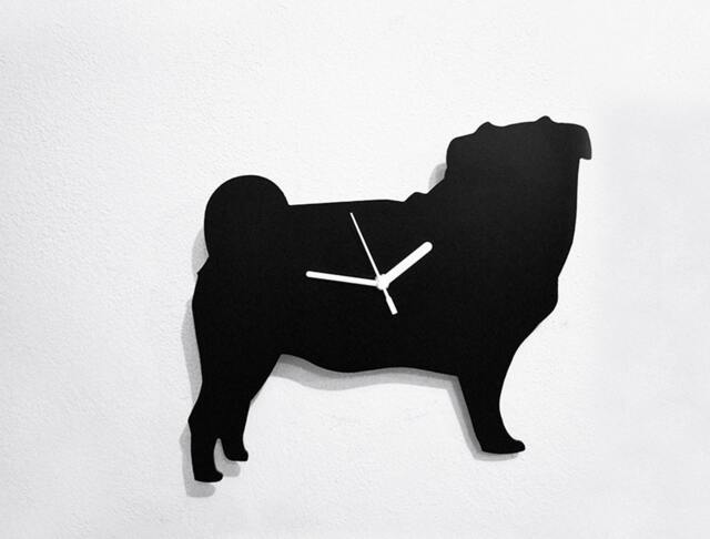 Pug Dog - Wall Clock Silhouette - image 1